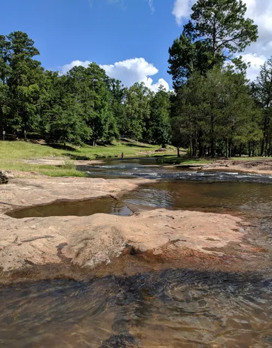 Flatrock Creek flows over smooth sandstone slabs in the north section of the park