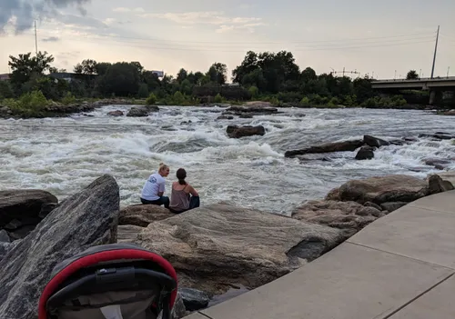 River rapids near rocky outcroppings at Waveshaper Island