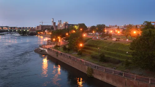 View of the park landscape during twilight