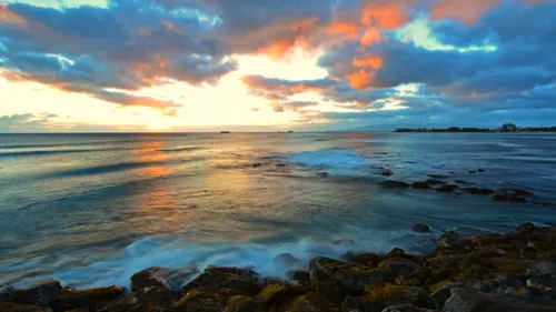 Dramatic sunset skies above the ocean