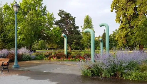 Water features create a playful splash zone