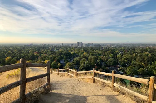 Panoramic view of Boise cityscape from the park's elevated lookout point