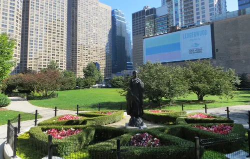 The Grainne sculpture by Maurice Harron stands in the park's southwest corner