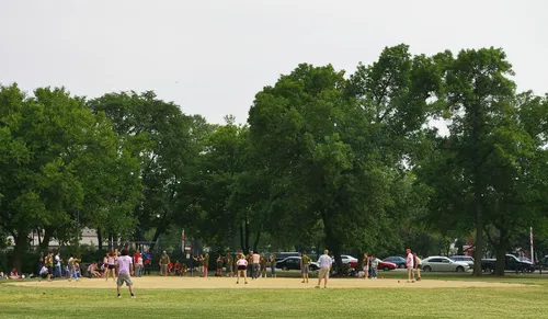 Visitors on a playing field