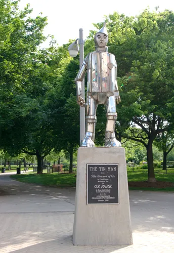 The Tin Man statue stands in the northeast corner of Oz Park