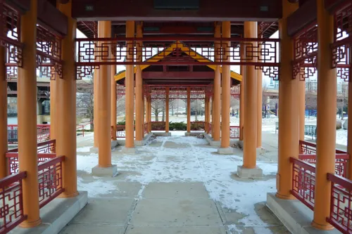 Interior view of the traditional Chinese-style Ping Tom Pagoda