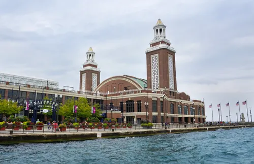 View of Navy Pier's eastern tip on a windy day