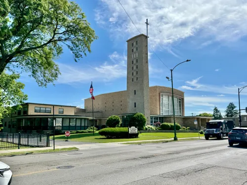 St. Priscilla Catholic Church on Addison Street sits right next to the park