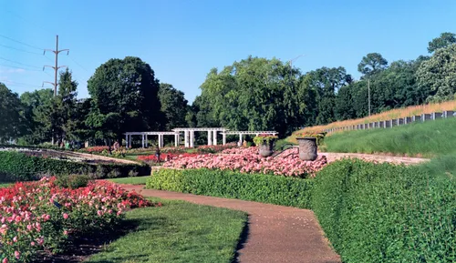 Pathways lead through the Sinnissippi Rose Garden