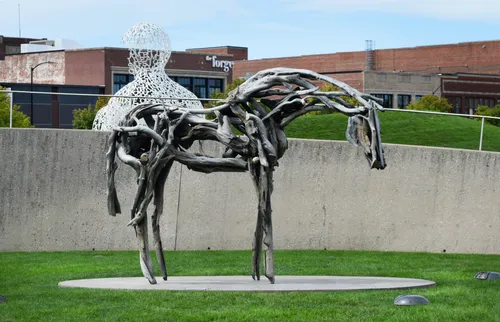 This cast bronze horse sculpture by Deborah Butterfield is called Ancient Forest