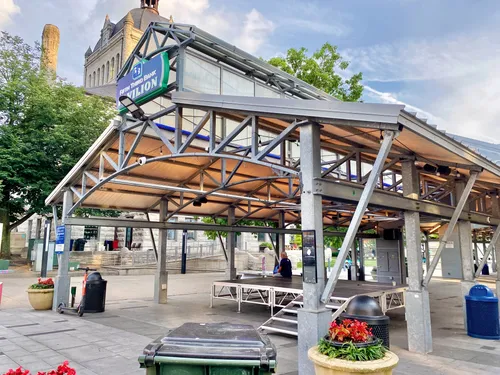 Fifth Third Bank Pavilion viewed up close in the heart of the park