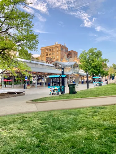 A view of the park area on a quiet summer evening