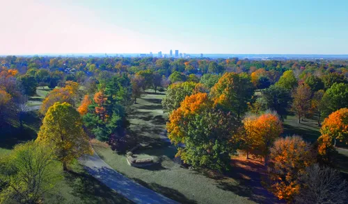Looking east toward the Louisville skyline from Baringer Hill