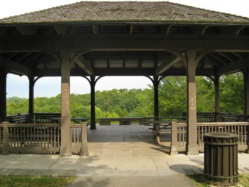 The gazebo at Dog Hill provides a shaded viewing spot