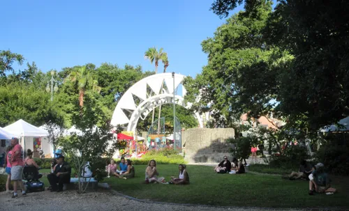 View of the area behind the Armstrong entrance arch