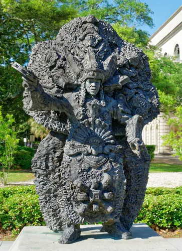 Big Chief Tootie Montana sculpture honoring the Mardi Gras Indian legend