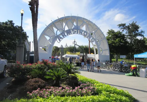 Decorative Armstrong archway marking the entrance to the park
