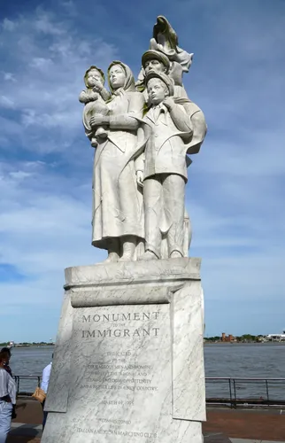 The white marble Monument to the Immigrant