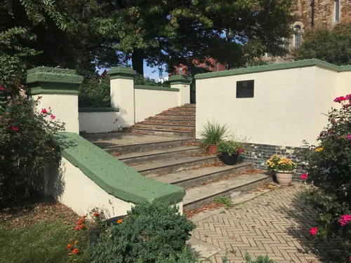 One of two symmetrical staircases that mark the north entrance to the park