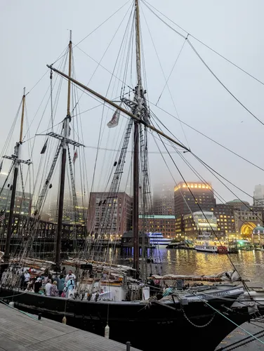 The schooner Denis Sullivan docked at Fan Pier