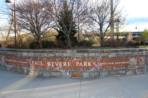 A mosaic entrance marker welcomes visitors to the park