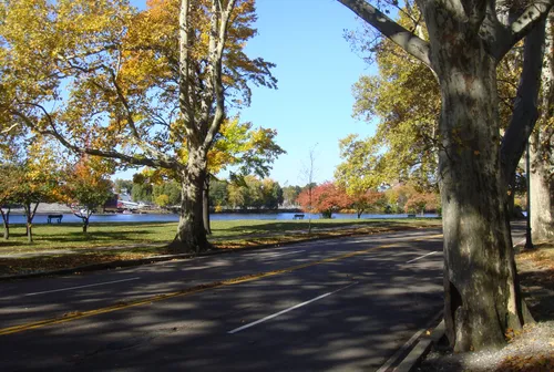 Memorial Drive passes through the park