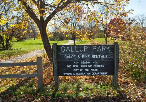 Gallup Park sign welcomes visitors