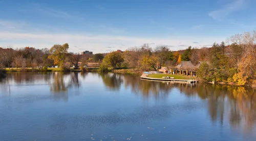 Serene river view in the late afternoon