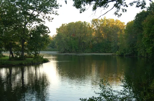 Scenic views of the Grand River at dusk