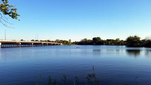 Cedar Avenue crosses the lake's western section