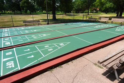 Shuffleboard courts are found in the east section of the park