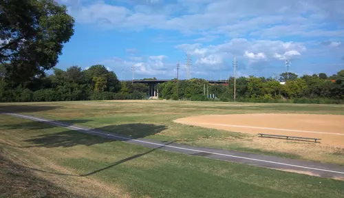 Sports field under blue skies at Francis R. Slay Park