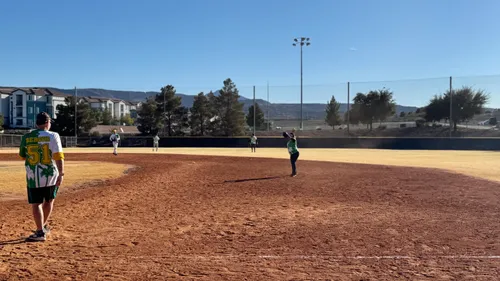 Softball players on one of the fields at the Arroyo Grande Sports Complex