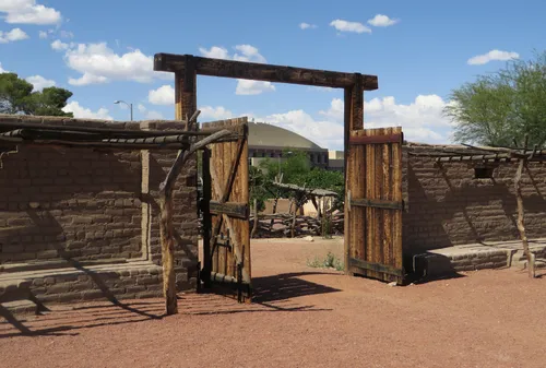 The north entrance gate to the Old Mormon Fort