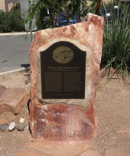This historical marker commemorates the Las Vegas Mormon Fort