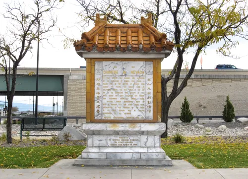 Chinese in Nevada historical marker commemorating railroad workers' contributions