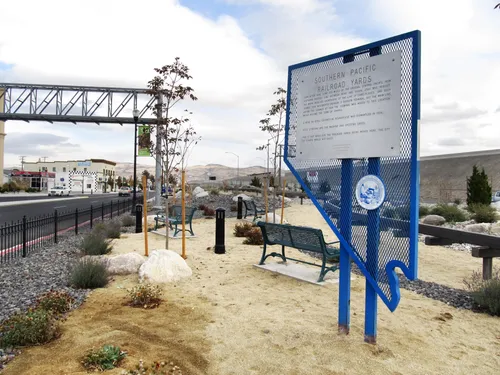 East section of the park with a marker explaining the historic terminal relocation