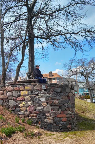 A man takes in the scenic view from the lookout point