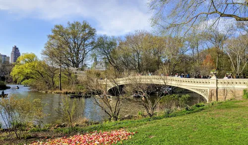 A springtime view of Bow Bridge