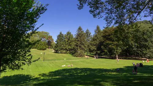 Rolling hills and open green space in the park's landscape