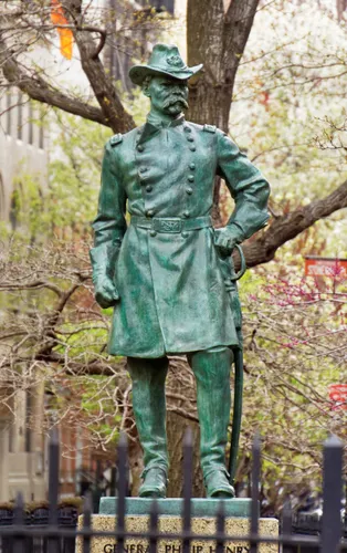 The bronze General Philip Henry Sheridan Statue stands seven feet tall