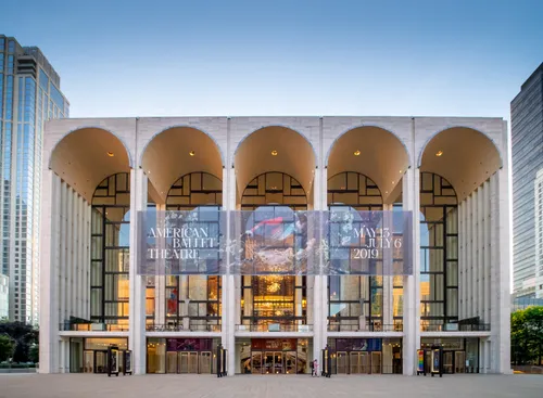 The Metropolitan Opera House with its five signature arches at Lincoln Center Plaza