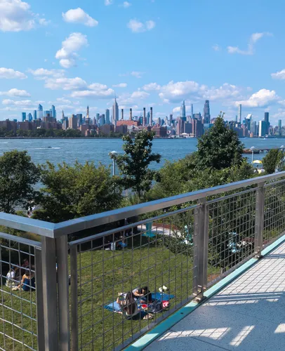 The Manhattan skyline viewed from the park's riverfront