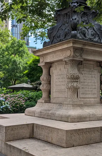The base of the Eternal Light Flagstaff monument on a quiet day