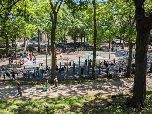 Recreational area with ballcourts in the park's eastern section