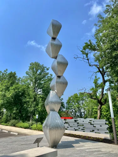 Barton Rubenstein's 30-foot brushed stainless steel sculpture Skybound