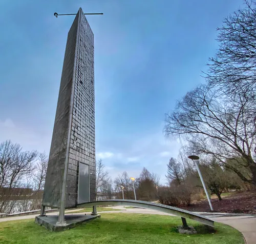The 85-foot Crystalline Tower at the park’s northern tip