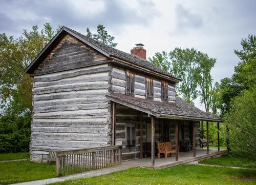 The two-story Samuel Ankeney House with its covered porch