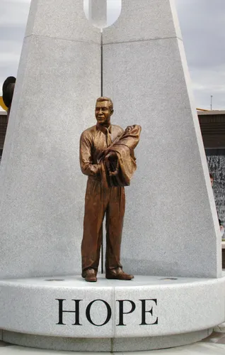One of three bronze figures by sculptor Ed Dwight