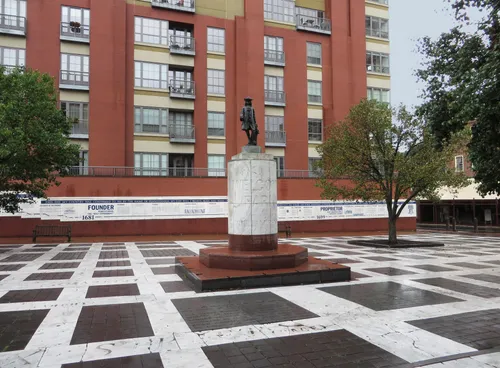 The William Penn statue sits at the center of the park's historic grid pattern